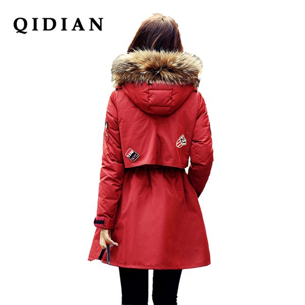 

winter coat women 2018 fashion cotton-padded coats natural raccoon fur collar hooded female winter jacket women parka outerwear, Black