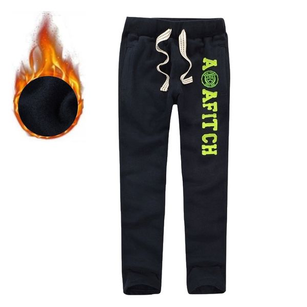

winter joggers thick cotton pants men casual fleece sweatpants keep warm size s to 3xl, Black