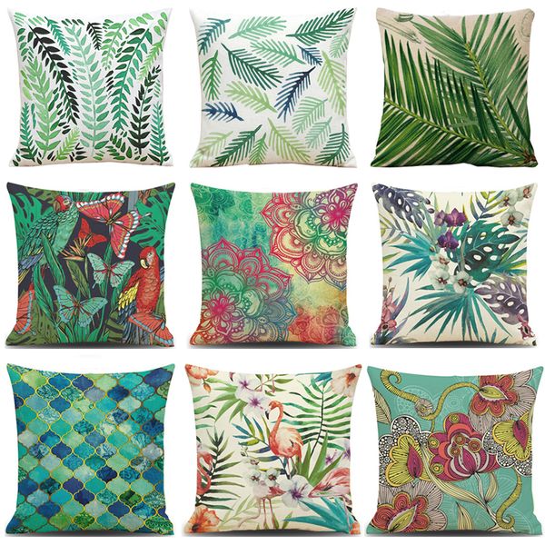 

spring leaf printed pillow covers 45cm x 45cm square throw pillowcase sofa decorative cushion cover bh18003