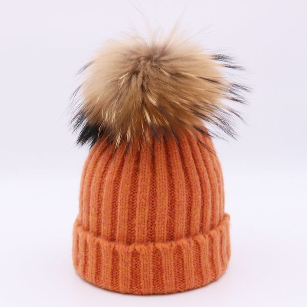 

2018 mink and fur ball cap pom poms winter hat for women girl 's hat knitted beanies cap thick female, Blue;gray