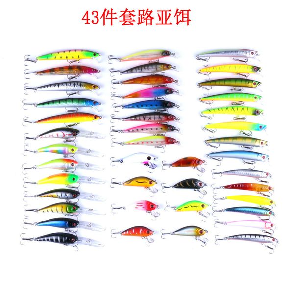 

lenpaby 43pcs hard fishing lure set assorted bass fishing lure kit colorful minnow popper crank rattlin vib jointed fishing lure set