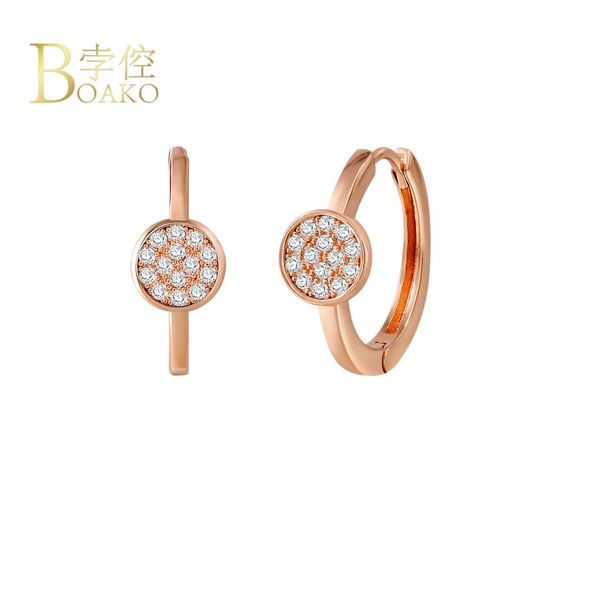

boako new fashion hoop earrings rose gold color circles round crystal earring for women girl jewelry boucle d'oreille femme 2018, Golden;silver