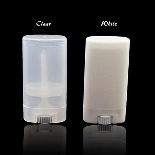 Tragbare DIY 15 ml Klar, Weiß Kunststoff Leere Oval Lippenbalsam Tubes Deodorant Container Kostenloser Versand LX2264