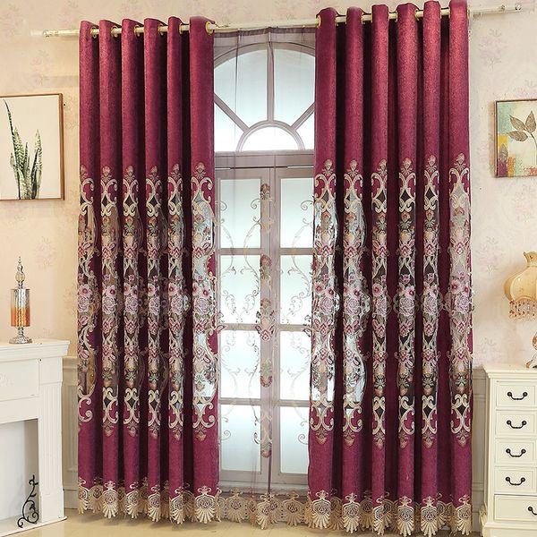 2019 New Chenille Embroidered Curtains Thick Shade Fabric Water