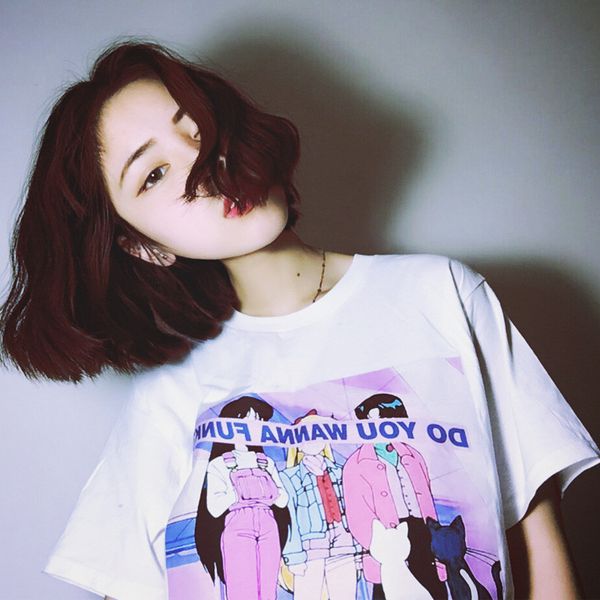 

vintage fashion 3d printed women men t shirt woman casual loose harajuku t-shirt short sleeve o-neck couple 41055, White