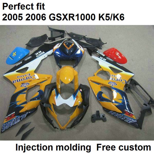 

fairings for suzuki gsxr1000 2005 2006 yellow black injection molded fairing kit gsxr1000 05 06 fv10