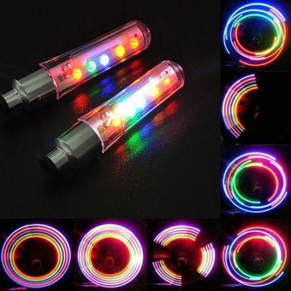 2 x 5 Led Colour LED Neon Car Bike Wheel Tire Tyre Valve Dust Cap Spoke Lights