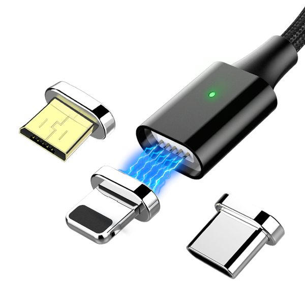 

3 в 1 магнитный кабель для передачи данных ChargingSync Led освещение для iPhone X 7 8 6 Micro USB Тип C для зарядных кабелей Samsung