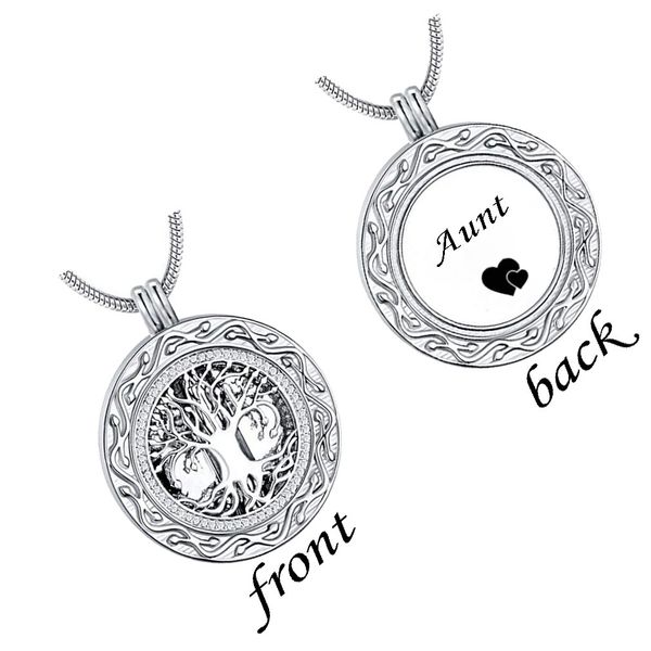 

memorial gifts urn locket pendant necklace 'tree of life'keepsake cremation jewelry for ashes, Silver