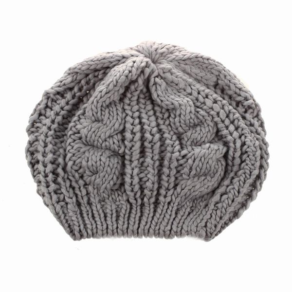 

lady's warm knit braided ski cap baggy beanie crochet hat - gray, Blue;gray