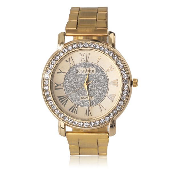 

OUTAD Mens Stainless Steel Crystal Dial Golden Matte Alloy Wrist Watch