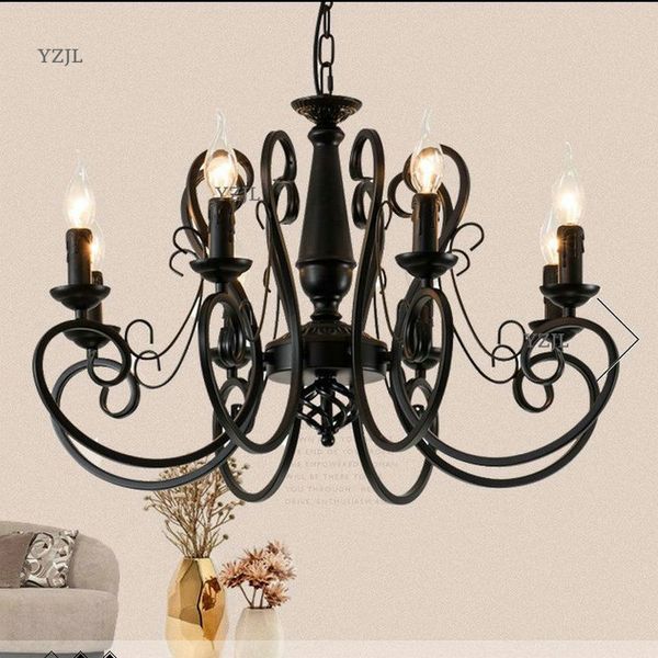 

iron candle lighting chandelier restaurant minimalist living room bedroom creative american european retro chandelier lighting
