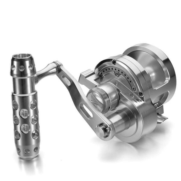 WOEN Lavorazione CNC interamente in metallo Mulinelli da baitcasting Ruota da traina Ruota da pesca con doppio freno da 26 kg