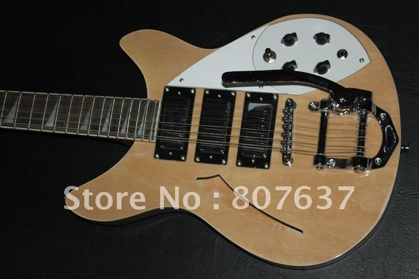 

ric25 дешево!! оптовая 12 строк джаз 3 пикап пользовательские натурального дерева цвет электрогитары