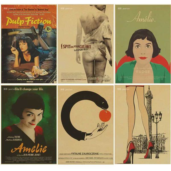 

classic movie/film poster amelie/leon pulp fiction/ poster retro kraft paper vintage wall sticker