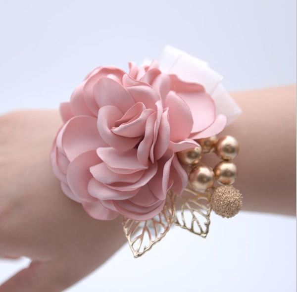 

2018 korean wrist flower wholesale bride bridesmaid sister group wrist flower brooch wedding supplies children dance hand flower