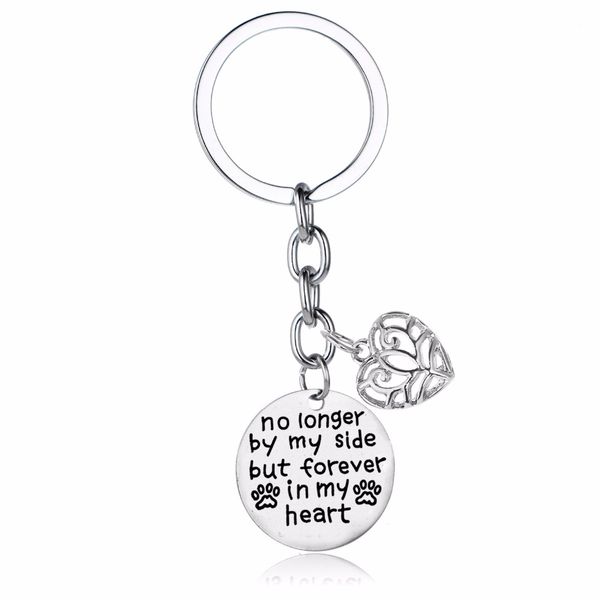 BRAND NEW SILVER LOOK KEYCHAIN KEYRING FOREVER IN MY HEART PET DOG CAT MEMORIAL