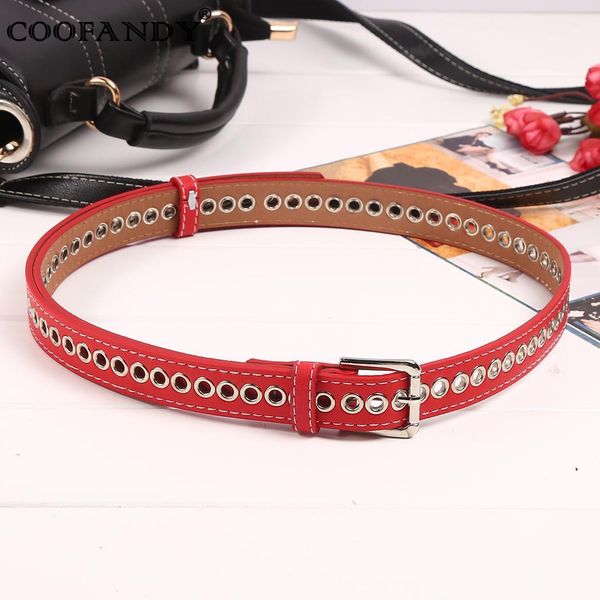 

belt solid fashion buckle hollow multi grommet women, Black;brown