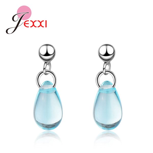 

jexxi most popular 925 sterling silver noble clear blue oval shaped crystals drop earrings for women banquet party ear accessory