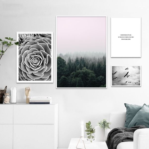 

scandinavian forest flower canvas painting landscape minimalist wall art nordic poster and print wall picture for living room
