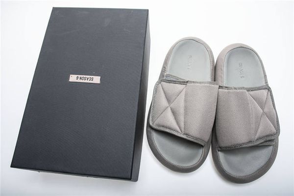 

ye's season 6 slides graphite flatform slippers burgundy grey men's women sandals nylon uppers moulded footbed rubber outsoles onl, Black