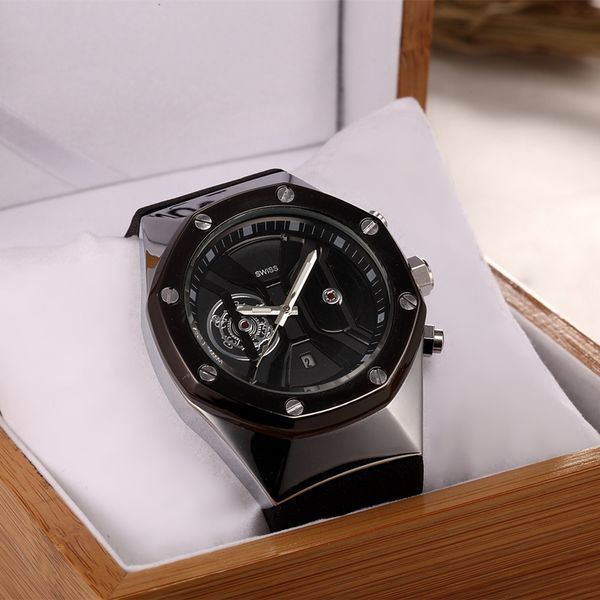 

new men's brand luxury quartz watch casual fashion stainless steel military watch ing, Slivery;brown