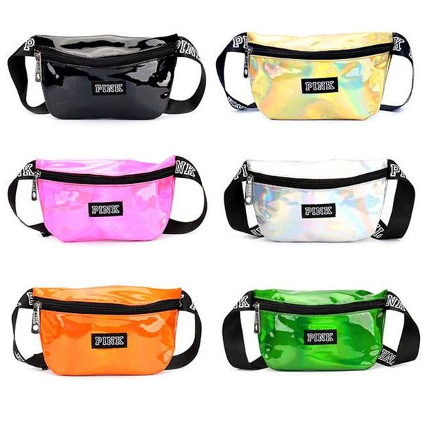 

Pink wai t bag la er beach travel pack fanny tran parent handbag phone bag belt bag outdoor co metic bag