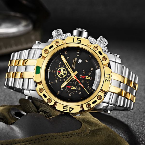 

relogio masculino watch men gold and black mens watches sports watches 2018 reloj hombre waterproof whatch wach, Slivery;brown