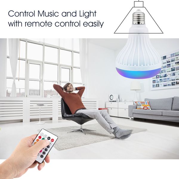 

led lamp bluetooth speaker wireless +12w rgb bulb 110v 220v smart led light music player audio with remote control speaker retail link