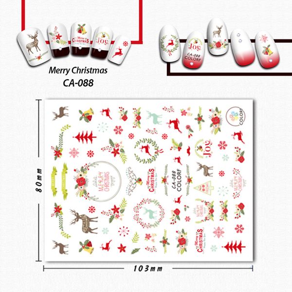 

wyuen 3d nail art christmas nail stickers christmas deer manicure garland slider design tips decorations decals ca-088, Black