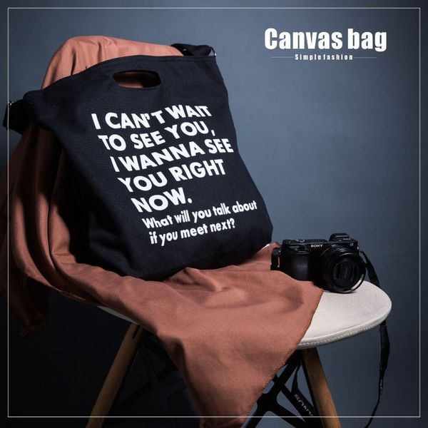 

raged sheep soft canvas bag large capacity women shopping bag letter fashion recyclable simple design healthy tote hand