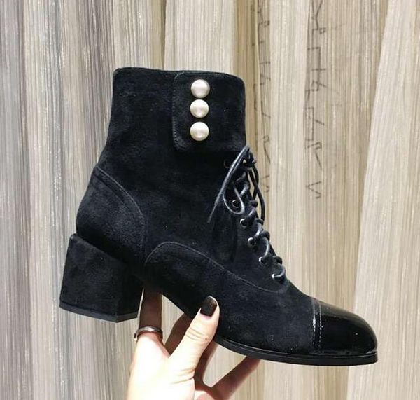 

[Подлинный Box] Новая мода Женская Мартин квадратные каблуки полусапожки зима нату