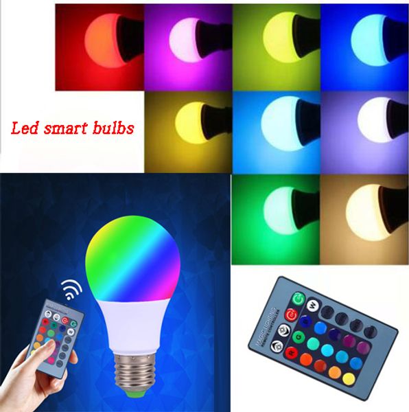 

новый e27 rgb светодиодные лампы 3w 5w 10w светодиодные лампы spot умные лампы светодиодные лампочки rgb 24key ик-пульт дистанционного управ