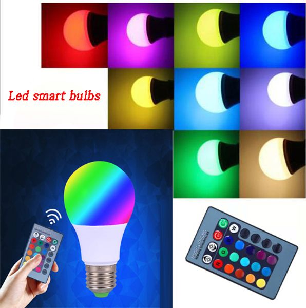 Nuova lampadina LED E27 RGB 3W 5W 10W Lampade LED Spot Lampadina intelligente lampadine a led RGB 24Key Telecomando IR Casa Natale