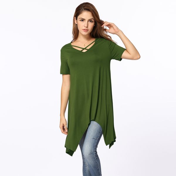 

корейский summer sexy xxxl плюс размер тенниска женщины асимметричный t-shirt v шеи свободный свободный основные мундир женский tops lady те, White