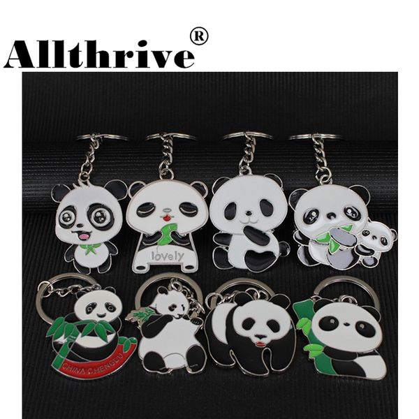 

2018 new fashion giant panda keychain key chains women men cars bag pendants alloy cute panda key rings fashion jewelry sale, Silver
