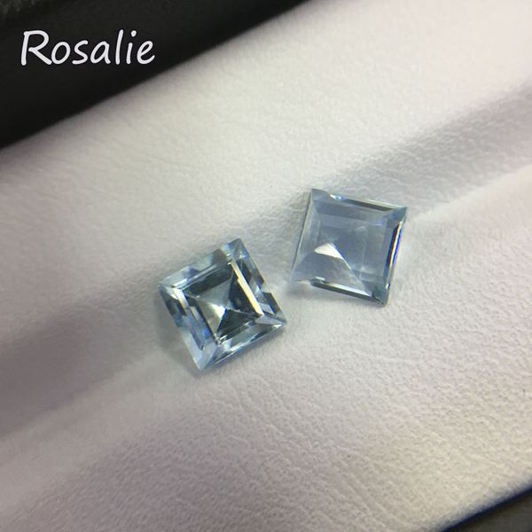 

rosalie,natural brazil blue aquamarine square 6mm 1.2ct loose real gemstone for gold jewelry special cut diy jewelry design, Black