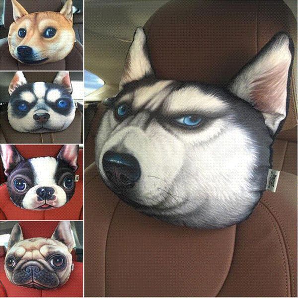 Car Headrest Auto Lovely 3d Printed Animals Face Seat Covers Neck Safety Supplies Custom For Trucks