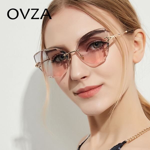 

ovza classic cat eye sunglasses diamond cut lens luxury sunglasses women's gradient glasses female fashion s2080, White;black