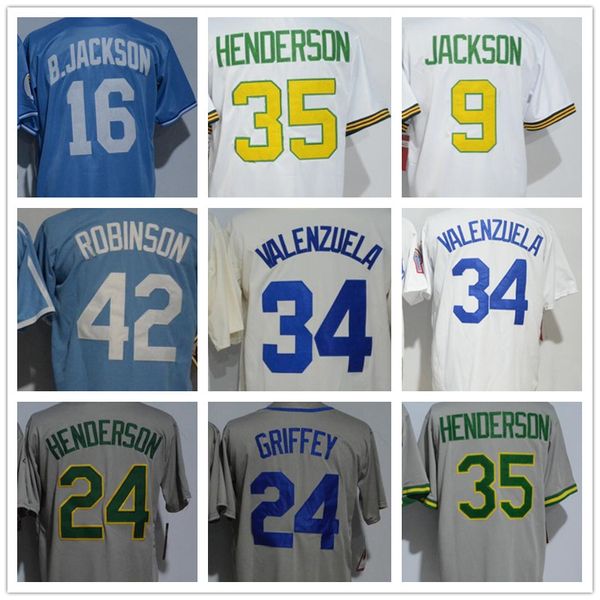 

2018 men 039 jer ey 16 b jack on 35 hender on 9 jack on 42 robin o 34 valenzuela 24 hender on 24 griffey ba eball jer ey 100 ti