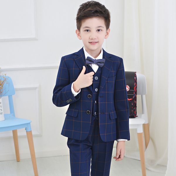 

2018 children suit baby boys suits kids blazer boys formal suit for weddings boys clothes set jackets+shirt+pants 4pcs 4-14y, White
