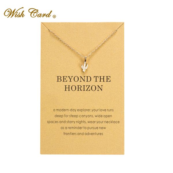

wish card desert cactus alloy clavicle necklace for women boho pendants choker jewelry with card bijoux collares mujer ey3479, Silver