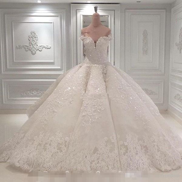 

Vestido De Noiva Бальное Платье Свадебные Платья 2019 С Плеча Собор Поезд Кружева Аппликац