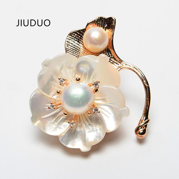 

jiuduo korean fashion retro crystal small brooch handmade natural jade pearl mother pants high - end corsage pendant dual - use, Slivery;golden
