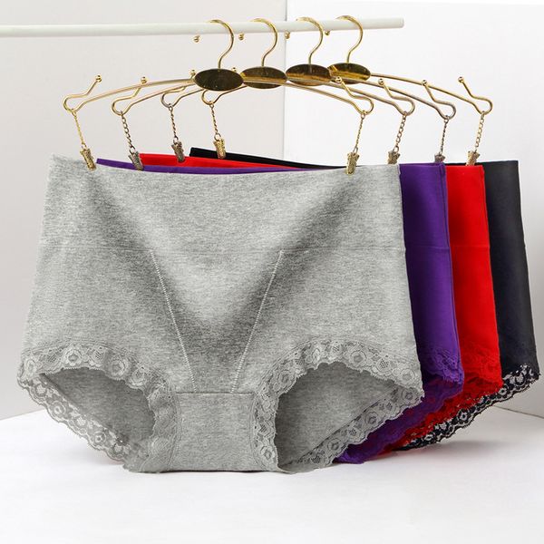 

women cotton seamless underwear high waist lace breathable trigonometric lingeries female panties briefs, Black;pink