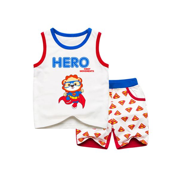 

summer 2018 latest kids boys clothes set cartoon super pattern toddler boys clothing sets fashion children clothing, White