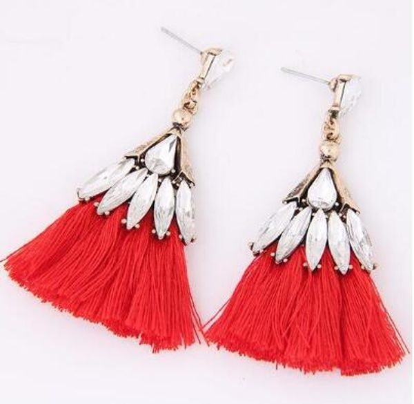 

Горячий стиль богемный старинный сплав Алмаз инкрустированные серьги длинный стиль кисточкой серьги корейский этнический стиль серьги личности мода продажа