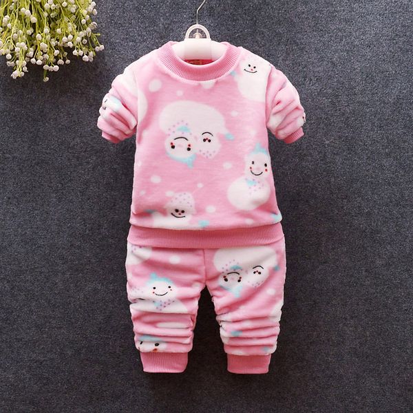 

cola baby girls clothing set spring autumn newborn kids clothes flannel cotton sleepwear toddle pajamas sport suit, White