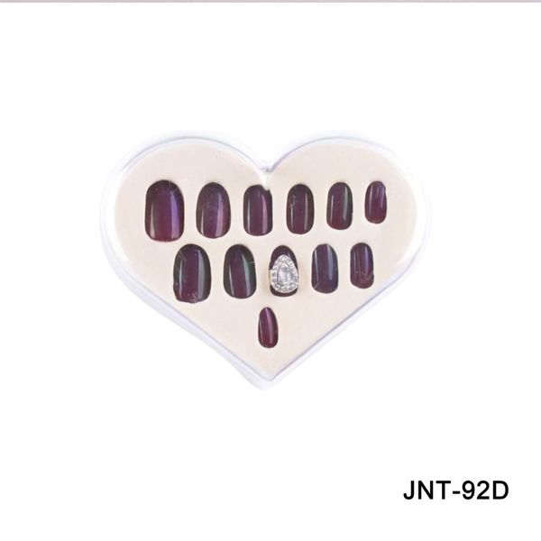 

false nails short full cover women nail tips decoration fake nails with glue, Red;gold