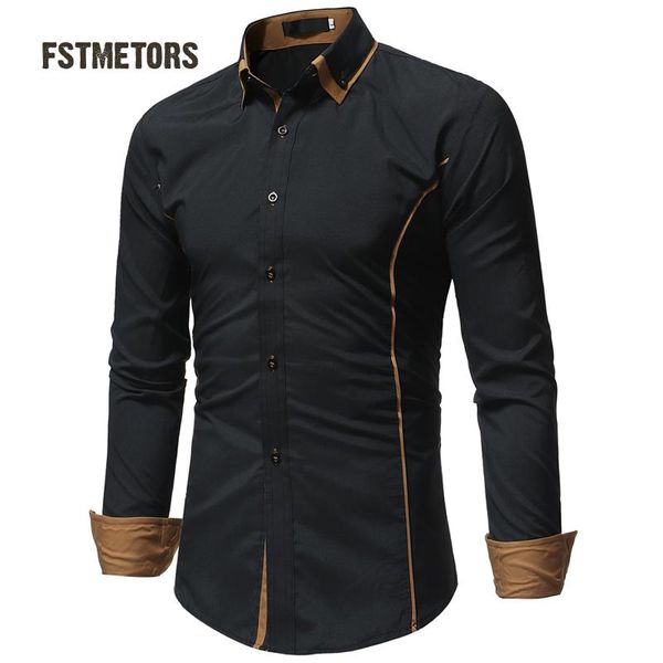 

2018 fstmetors autumn fashion man shirt cultivate one's morality into the color double led leisure men long sleeve shirt, White;black